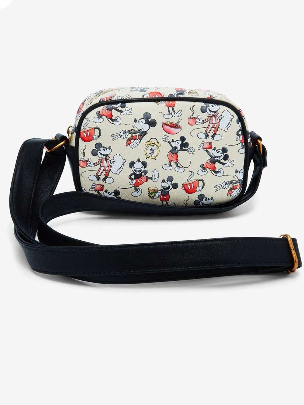 ‼️NWT‼️ Loungefly Disney Mickey Mouse Cream Crossbody Bag with Black Strap - Picture 3 of 4